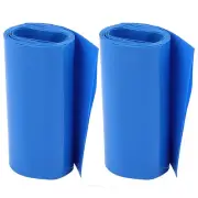 2Pcs 70mm Width 1M Length PVC Heat Shrink Tube Tubing Blue for 4 x 18650 Battery