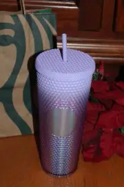 STARBUCKS 2023 iredescent PURPLE gradiant HOLIDAY 24 oz COLD CUP straw TUMBLER
