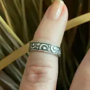Moon & Stars Sterling Silver Band Toe Ring