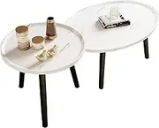 Exquisite Mid-Century Nesting Coffee Table Set of 2, Stacking Side or End for Living Room, with EI Environmentally Friendly Desktop and Black Metal Legs (Color : B)