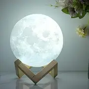 Moon Lamp, 3D Printed Lunar Night Light, Remote & Tap & Touch Control with 16 RGB Colors Rechargeable, Romantic Decor Funny Birthday Gifts for Women Men Kids (5.9", White)