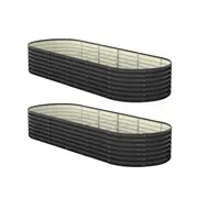 Livsip x2 Raised Garden Bed Kit Planter Oval Galvanised Steel 240cmX80cmX56cm