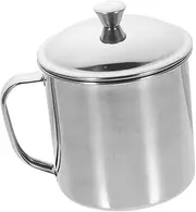 ABOOFAN Portable Stainless Steel Water Cup with Handle Lid for Tea Coffee Rustproof Drinkware for Home Outdoor Use