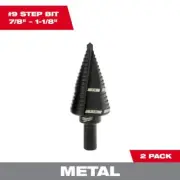 Milwaukee Step Drill Bits #9 x 7/8"+1-1/8" Black Oxide Step Dual Flute (2-Pack)