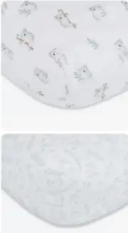 2 pc set Baby Nursery Crib 100% Organic Cotton Fitted Cot Sheet Set Koala Leaves