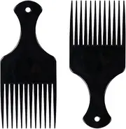 Sularpek 2 Pcs Afro Hair Comb, Black Plastic Afro Hair Comb Hair, Hair Pick Comb, Smooth & Sturdy Wide Tooth Plastic Afro Pick, for Detangling And Styling, Curly, Wavy, Frizzy And Afro Hair