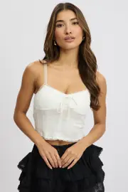 White Singlet Top Textured - Size 16XL, Women's Singlet