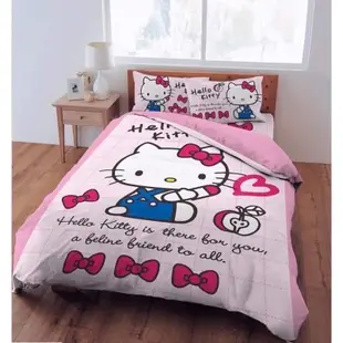 正版授權 三麗鷗 HELLO KITTY 凱蒂貓 小時光款 標準雙人加大床包 雙人加大床包組 雙人加大床包 雙人加大 床包 寢具