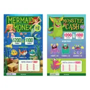 MONSTER & MERMAID GAME 1100 PULL TAB CARD TICKET LOT 2 NEW BOX 1 POINT/650P