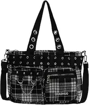 [Makukke] Y2K Women's Tote Bag, Gothic Shoulder Bag, Large Shopper Bag, Handbag, Shoulder Bags for Work, Office, Travel, Shopping, School