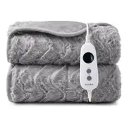 Dreamaker 500Gsm Faux Fur Heated Throw Silver 200 x 180cm