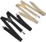 [Healeved] 2Pcs Adjustable Y Back Elastic Suspenders for Men and Women Durable Costume Accessories with Strong Clips for Work School and Special Events