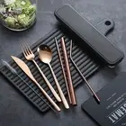 9Pcs/Set Stainless Steel Flatware Set Portable Reusable Cutlery Travel Utensils