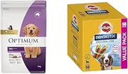 Optimum Puppy with Chicken Dry Dog Food, 4X3Kg Bag and Pedigree Dentastix, Dog Dental Treat, Medium Dog, 56 Sticks