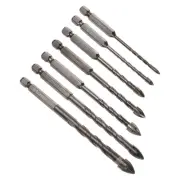 7pcs Titanium Masonry Drill Bit 3-10mm Cross Drill Bits Tip 89-120mm Yellow
