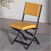 Faux Leather Foldable Chair, Lounge Backrest Foldable Chairs, Folding Chair Portable, for Home Office Party Indoor Padded Folding Chair(Color:Yellow)
