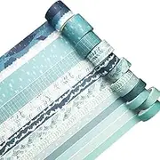 YUBX Washi Tape Set Decorative Tape for DIY Crafts, Bullet Journals, Planners, Scrapbooking, Wrapping (Blue Tracks)