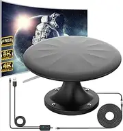 GZMJRD RV TV Antenna Roof Mounted Outdoor, Portable RV Antenna for Camper, 720° Long Range Omni Directional Reception Digital HD Antenna Signal, with Super Signal Booster, 35ft HDTV Cable. (Black)