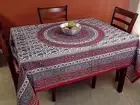 Cotton Paisley Mandala Floral Tablecloth Rectangle Tapestry 87x90 inch Red Grey