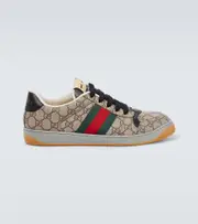 [Gucci] Gucci Screener leather-trimmed GG sneakers AU 6 beige