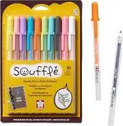 Sakura 3D Soufflé Pen - 3-D Pen for Lettering, Drawing, Line Borders, Ornaments, & More - Opaque White and Pastel Ink Colors - 10 Pack