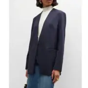 NWT SPANX The Perfect Collarless Cutaway Navy/Gray Pinstripe Blazer Size 2X