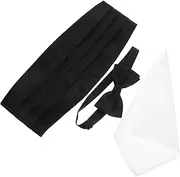 [SAFIGLE] Men's Formal Occasion Bow Tie Cummerbund Set Pocket Square Tuxedo Accessory