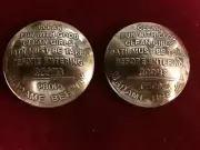 Conchos: 2 Brass BROTHEL token, Madame Bee Jay