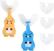 Toddler Children 360 U Shaped Toothbrush Kid Age 2-6&2-4&4-7&6-8 Year All Rounded Silicone Teeth Brush Head Pack Circular Easy Wide 3 Side Foam Manual Boy Girl Full Whole Mouth Clean Dental Oral Care