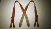 Men's Suspenders, X Style Fake Leather with Button On Leather Ears, USA Made