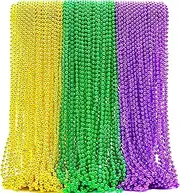 Tayuvira120Pcs Mardi Gras Beads,Beaded Necklaces, 33" St Patricks Day Necklace,Beads Necklace for Women Men,Festival Parade Throws Accessories for Pirate Carnival St Patricks Party