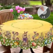 1 Easter Round Tablecloth, 5 Sizes Available, Polka Dot Easter Egg Printed Squar