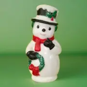 New 11" Blow Mold Snowman with Top Hat Scarf and Gloves Holiday Decor Light Up