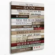 To My Son Canvas Wall Art Prints,Inspirational Saying For Son From Dad