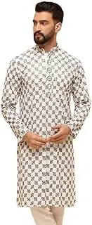 [Sojanya] (Since 1958 Men'S Cotton Rayon Embroidered Sequinned Only Long Kurta