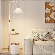 Indoor Floor Lamps Modern Creative Petals Floor Lamp with Wood Tray, Modern Nightstand with Floor Lamp, Mid Century Modern Standing Lamps Standing Lamp