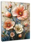 Green Botanical Leaf Pink Floral Abstract Wall Art for Bathroom Living Room