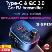 FM Transmitter Wireless Bluetooth Car Kit Radio Adapter USB Type C Charger Call