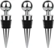 3pcs Wine Stopper Bottle Stopper Stainless Steel Wine Saver Reusable Wine Bottle