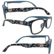 Christmas Reading Glasses 1.75 Hand Painted Readers Eyeglasses Snowmen Snowflake