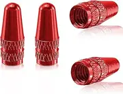 WALWAL Presta French Valve Caps, Anodized Aluminum - Compatible for Mountain Bike, Road Bike, Bicycle(Red,4Pcs)