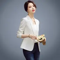 在飛比找ETMall東森購物網優惠-外套女白色韓版修身短款小西裝