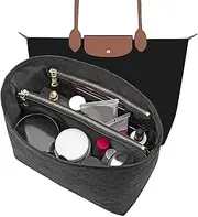 LOUKAYCCI Waterproof Purse Organizer Insert for Longchamp le Pliage Medium Handbags Insert DupontPaper Lightweight with YKK Zipper (Black, Medium)