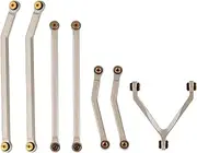 KANGYEBAIHUODIAN 7pcs CNC Metal Aluminum High Clearance Chassis Links Rod Linkage Set Fit for 1/24 RC Crawler Car Axial SCX24 90081 Upgrade Parts(Silver)