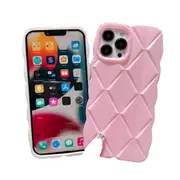 For Iphone 15 Metallic Paint Diamond Lattice Skin Feel Full Coverage Shockproof Phone Case