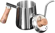 Hand Brew Coffee Kettle Stainless Steel Gooseneck Pot with Wooden Handle for Precision Brewing for Home Coffee and Tea Preparation