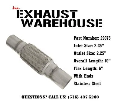 2.25" X 6" X 10" Exhaust Warehouse Flex Pipe With Ends Heavy Duty Double Braided