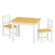 3PCS Kids Wooden Table and Chairs Set - Toddler Study & Play Furniture for Learning, Crafts & Snacks (White)