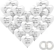 60 Pieces Memorial Balloons Funeral Hearts Shape Remembrance Latex Balloons with 2 Rolls White Ribbons for Rfuneral, Condolence, Funeral, Anniversary, Memorial Decoration, White