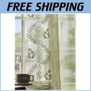 Light Filtering Sheer Voile Curtains - 63x50 Panels in Sage Green Floral Design